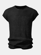 Open Knit Cap Sleeve Mesh Sweater T-Shirt