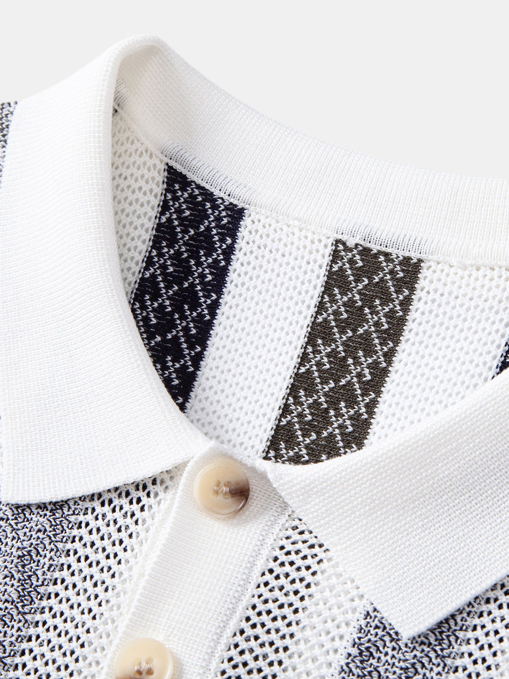 Striped Textured Knit Polo & Elastic Waist Chino Shorts