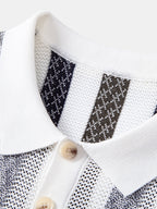 Striped Textured Knit Polo & Elastic Waist Chino Shorts