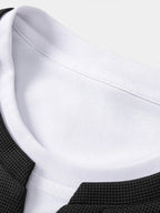 Relax Fit 2 In 1 Waffle Notched Collar T-Shirt