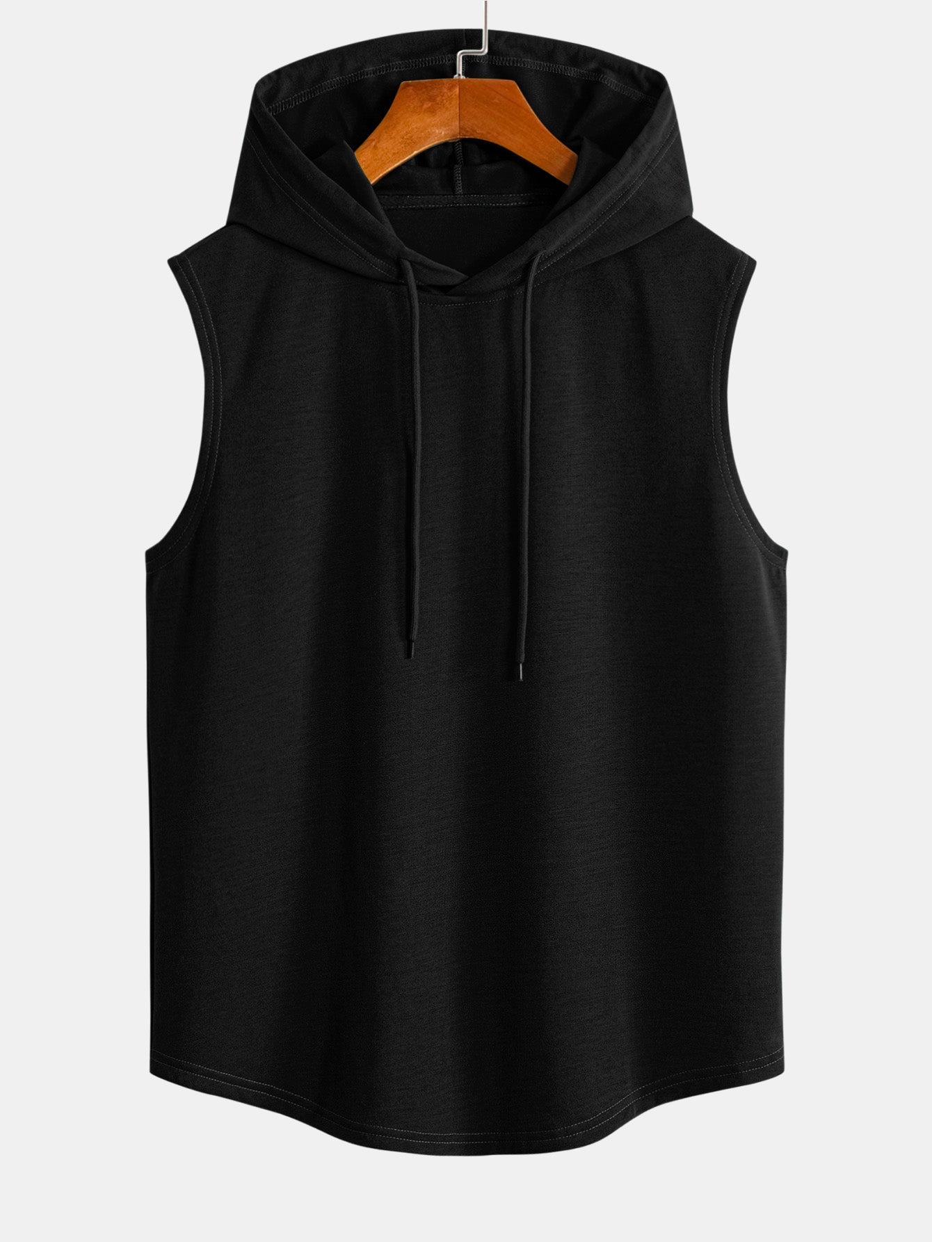 Curved Hem Sleeveless Hooded Tank Top