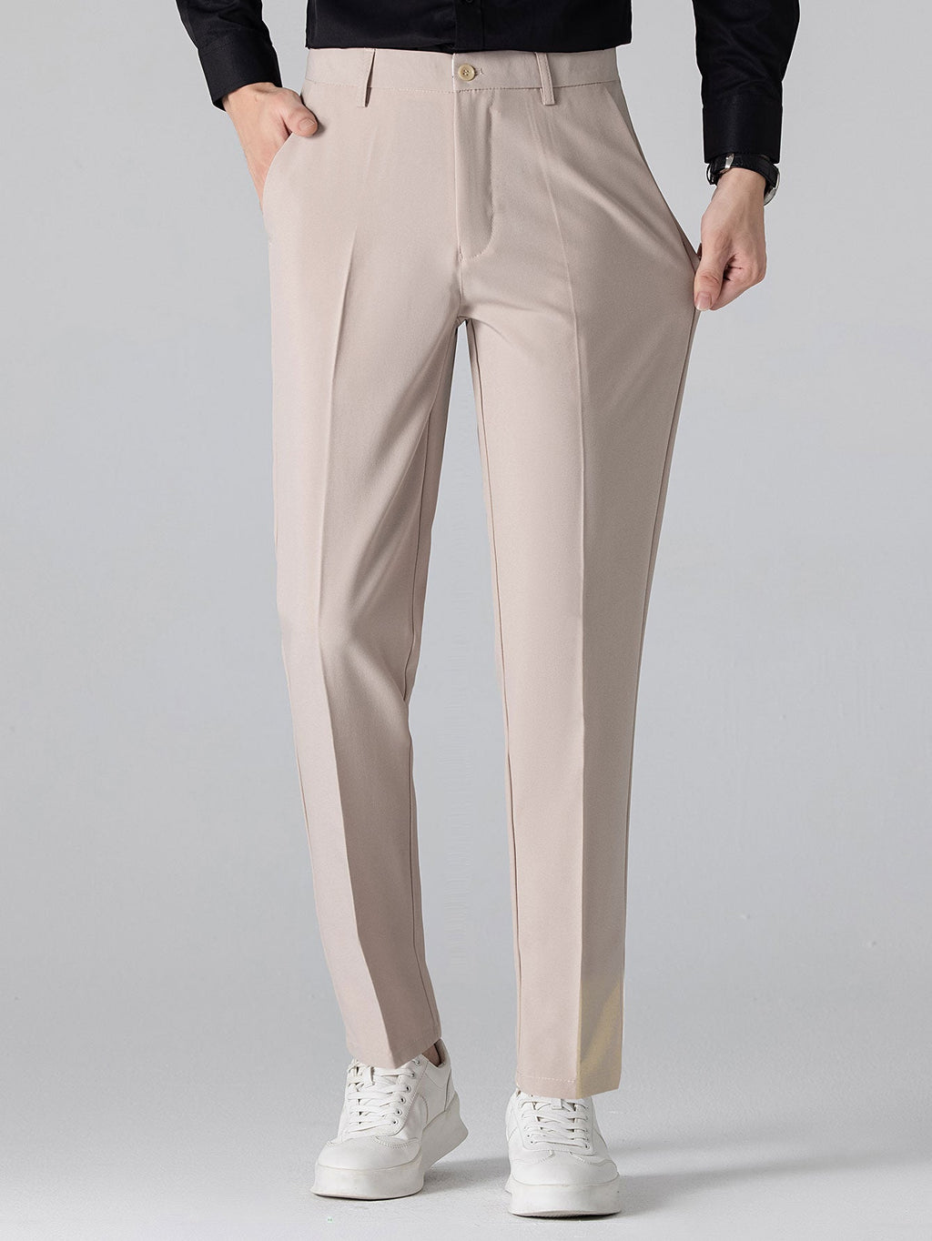 Contrast Trim Knit Polo Shirt & Slim Fit Tapered Trousers
