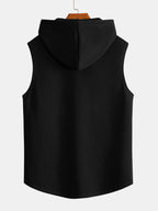 Dream Stripe Print Curved Hem Sleeveless Hooded Tank Top