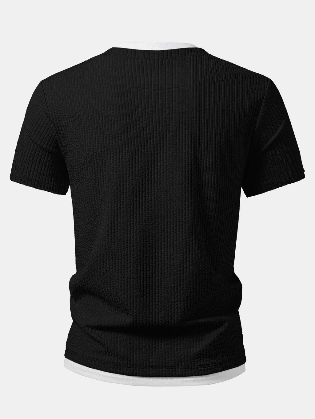 2 In 1 Ribbed Notched Collar T-Shirt & Ribbed 7" Shorts