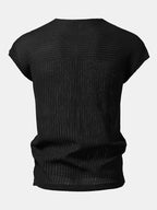 Open Knit Cap Sleeve Mesh Sweater T-Shirt