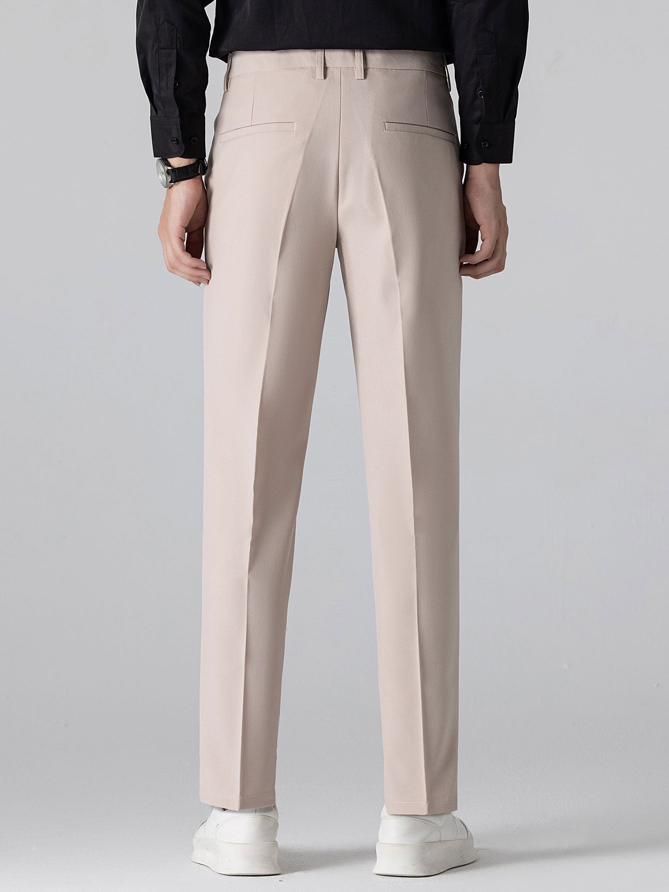 Contrast Striped Ribbed Knit Polo & Slim Fit Tapered Trousers
