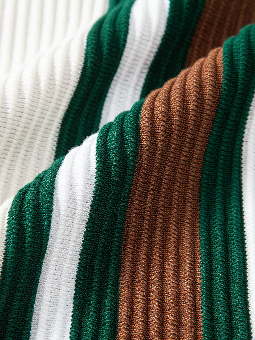 Contrast Striped Ribbed Knit Polo