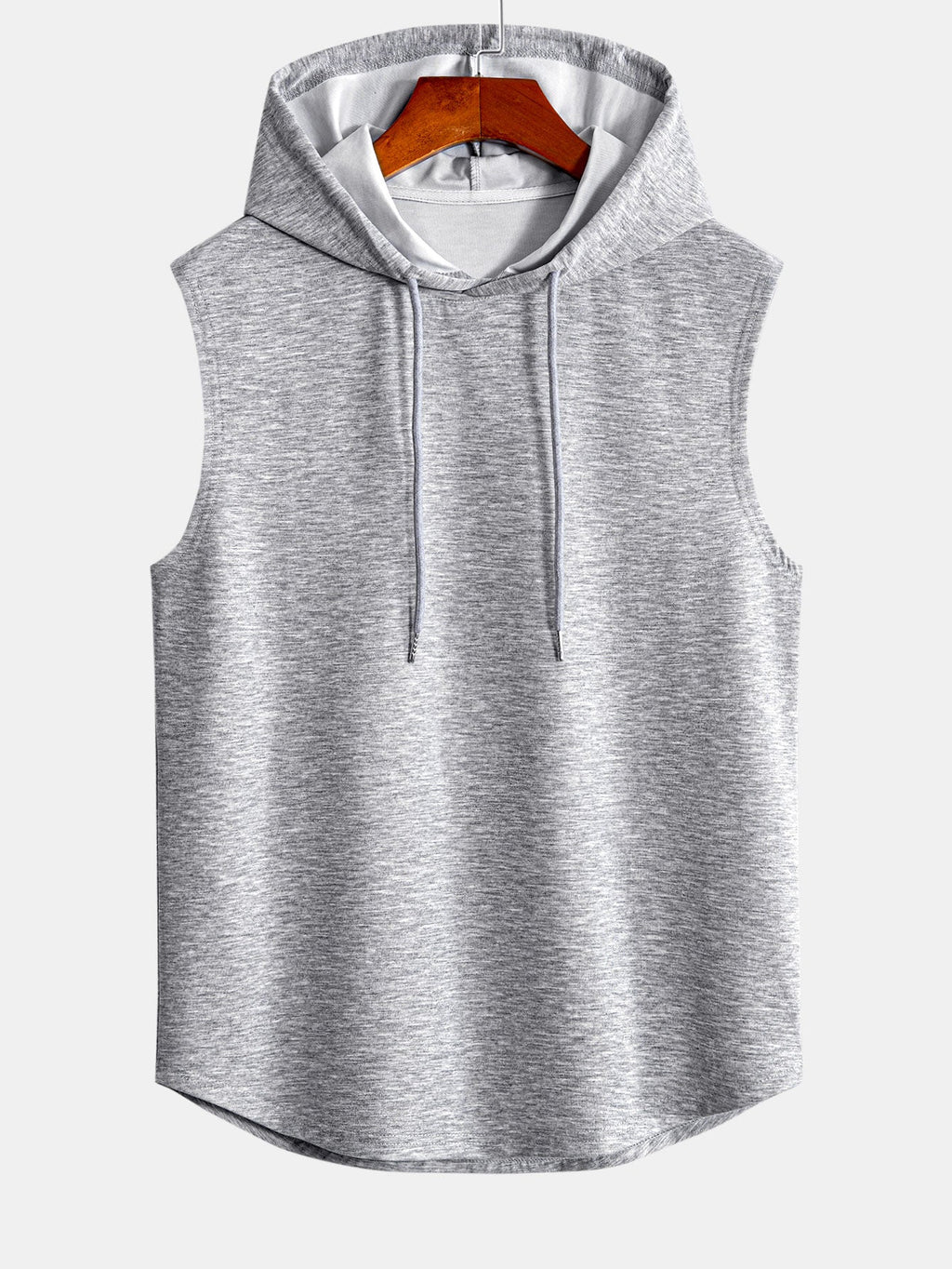 Curved Hem Sleeveless Hooded Tank Top