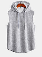 Curved Hem Sleeveless Hooded Tank Top