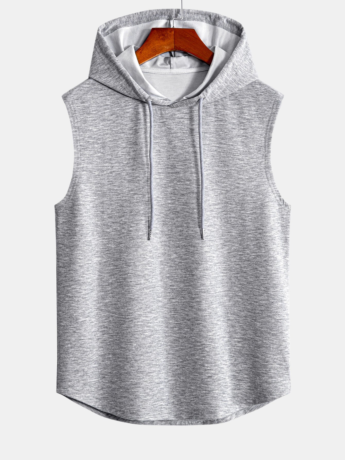 Curved Hem Sleeveless Hooded Tank Top