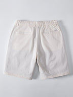Contrast Striped Ribbed Knit Polo & Elastic Waist Chino Shorts