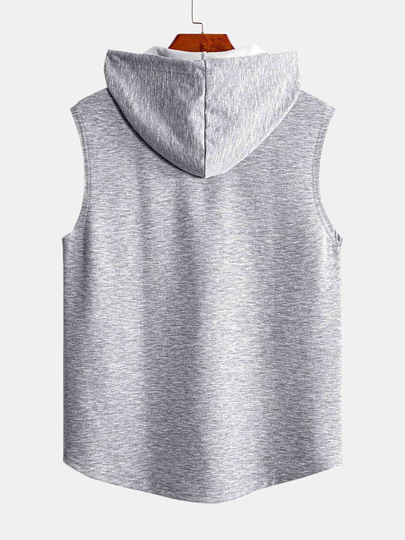Don't Quit Print Curved Hem Sleeveless Hooded Tank Top