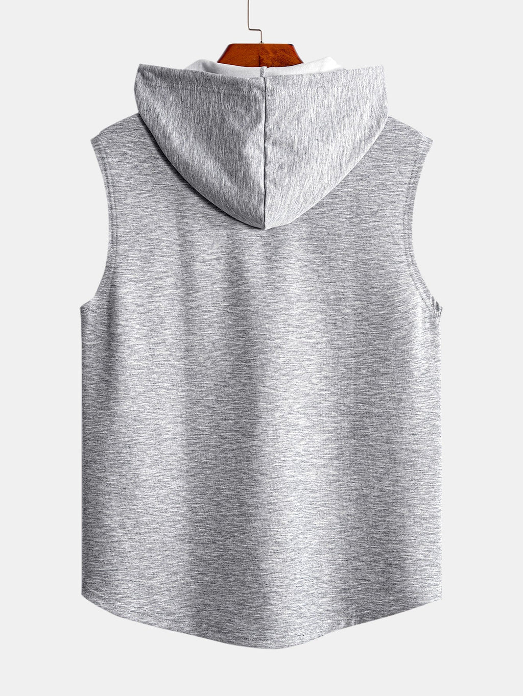 Relax Print Curved Hem Sleeveless Hooded Tank Top
