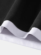 Relax Fit 2 In 1 Waffle Notched Collar T-Shirt