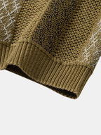 Striped Textured Knit Polo & Elastic Waist Chino Shorts