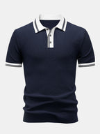 Contrast Trim Knit Polo Shirt & Slim Fit Tapered Trousers