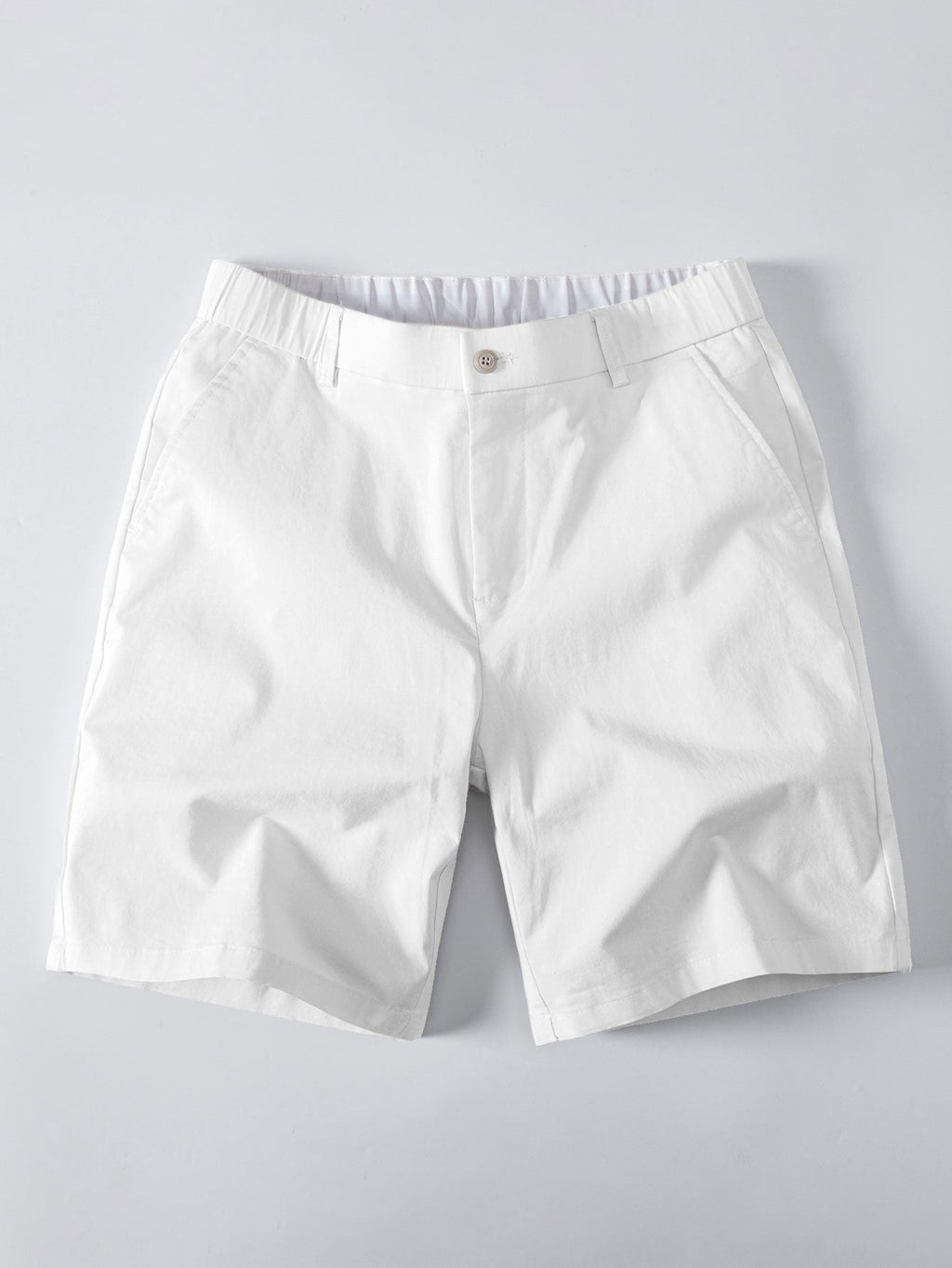 Contrast Striped Ribbed Knit Polo & Elastic Waist Chino Shorts