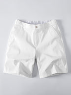 Striped Textured Knit Polo & Elastic Waist Chino Shorts