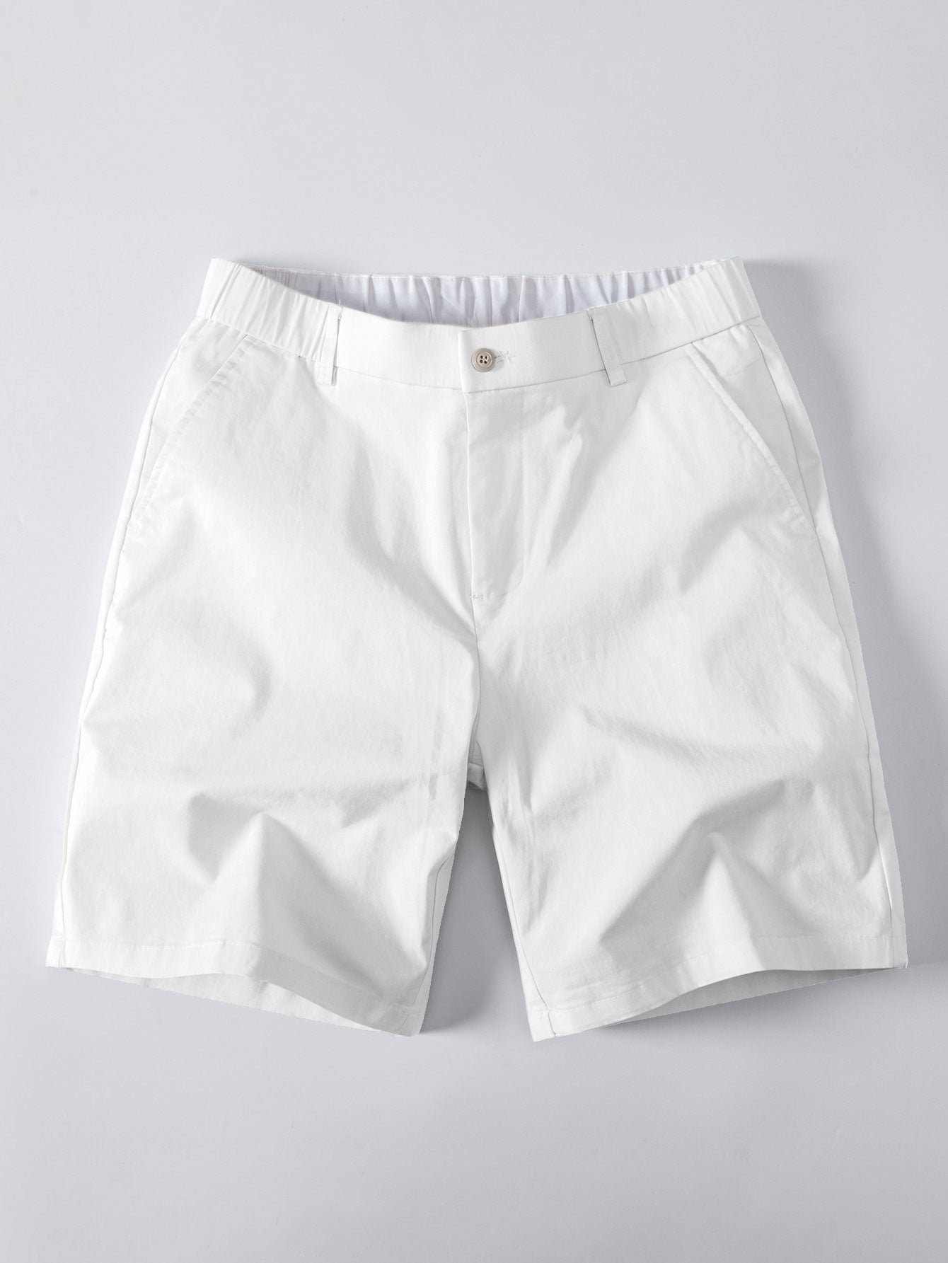 Striped Textured Knit Polo & Elastic Waist Chino Shorts
