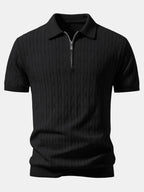 Twisted Jacquard Zipper Knit Polo & Slim Fit Tapered Trousers