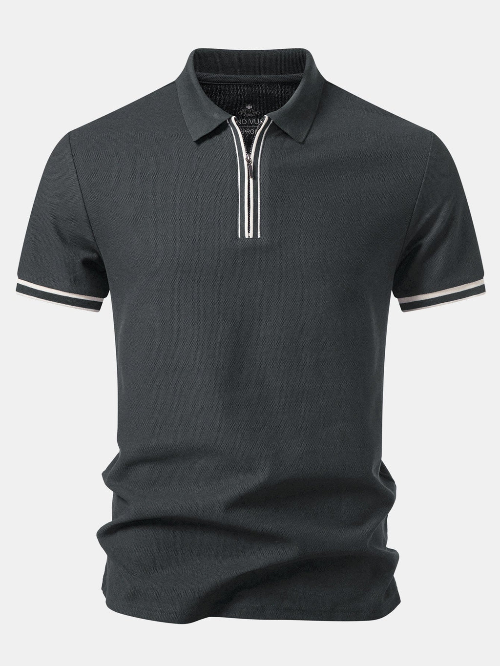 Contrast Trim Zipper Polo
