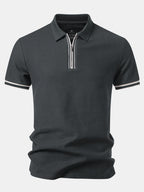 Contrast Trim Zipper Polo