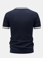 Contrast Trim Knit Polo Shirt & Slim Fit Tapered Trousers