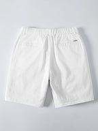 Contrast Striped Ribbed Knit Polo & Elastic Waist Chino Shorts