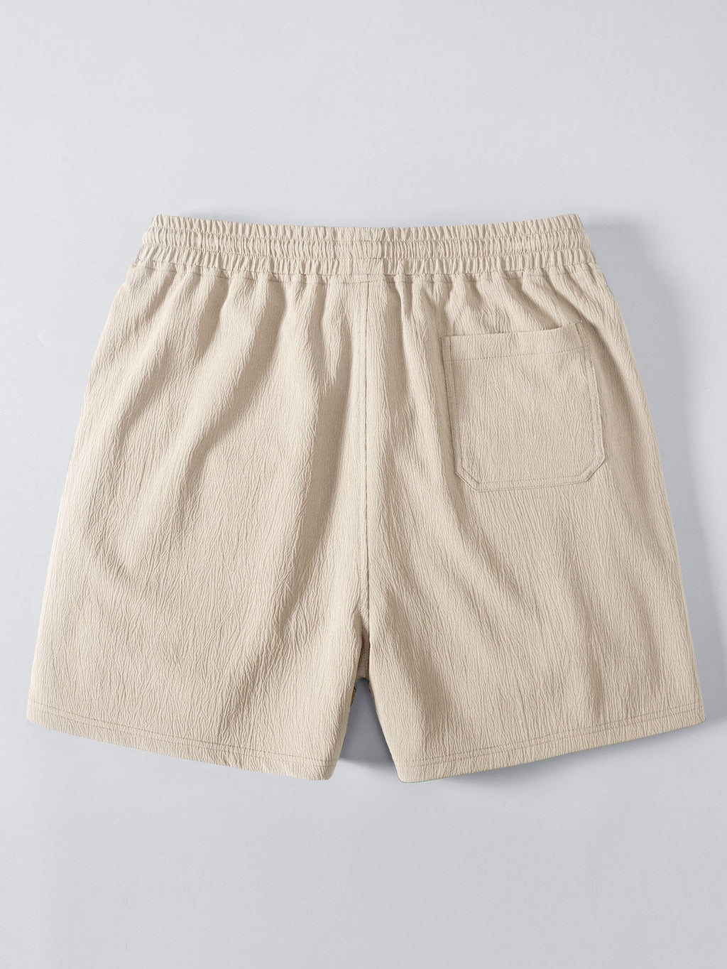 Linen Look Button Up Shirt & Crinkle Textured Drawstring 5" Shorts
