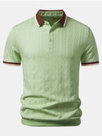 Contrast Trim Textured Knit Polo