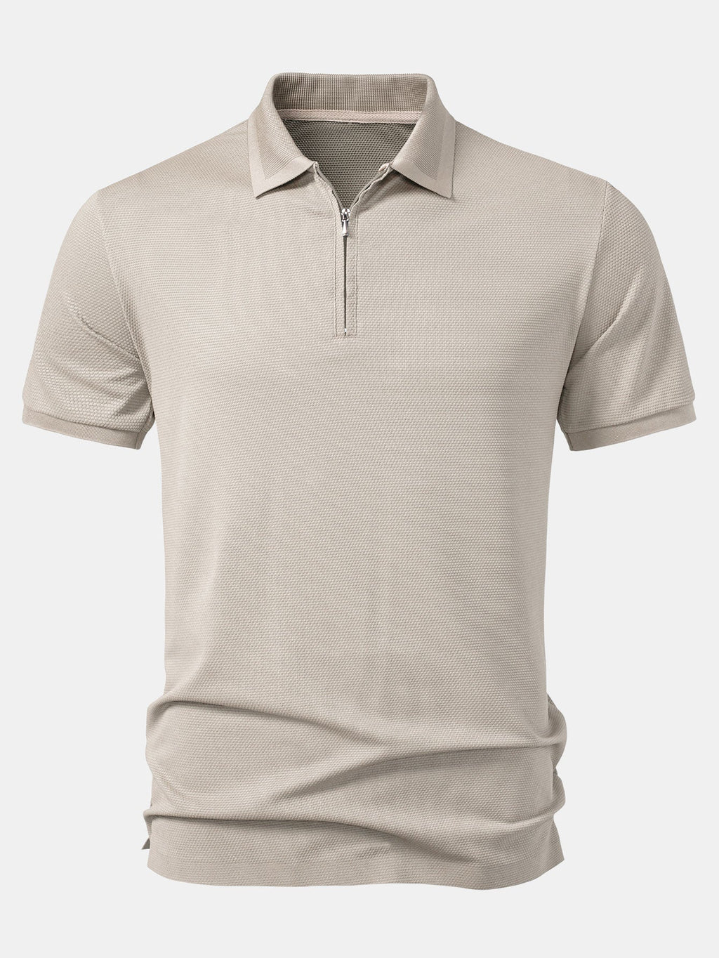 Pineapple Textured Zipper Polo