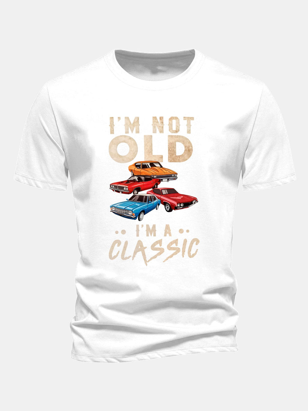 Regular Fit Vintage Car Print Cotton T-Shirt