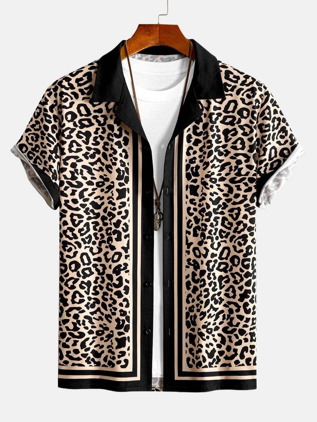 Contrast Trim Leopard Print Shirt