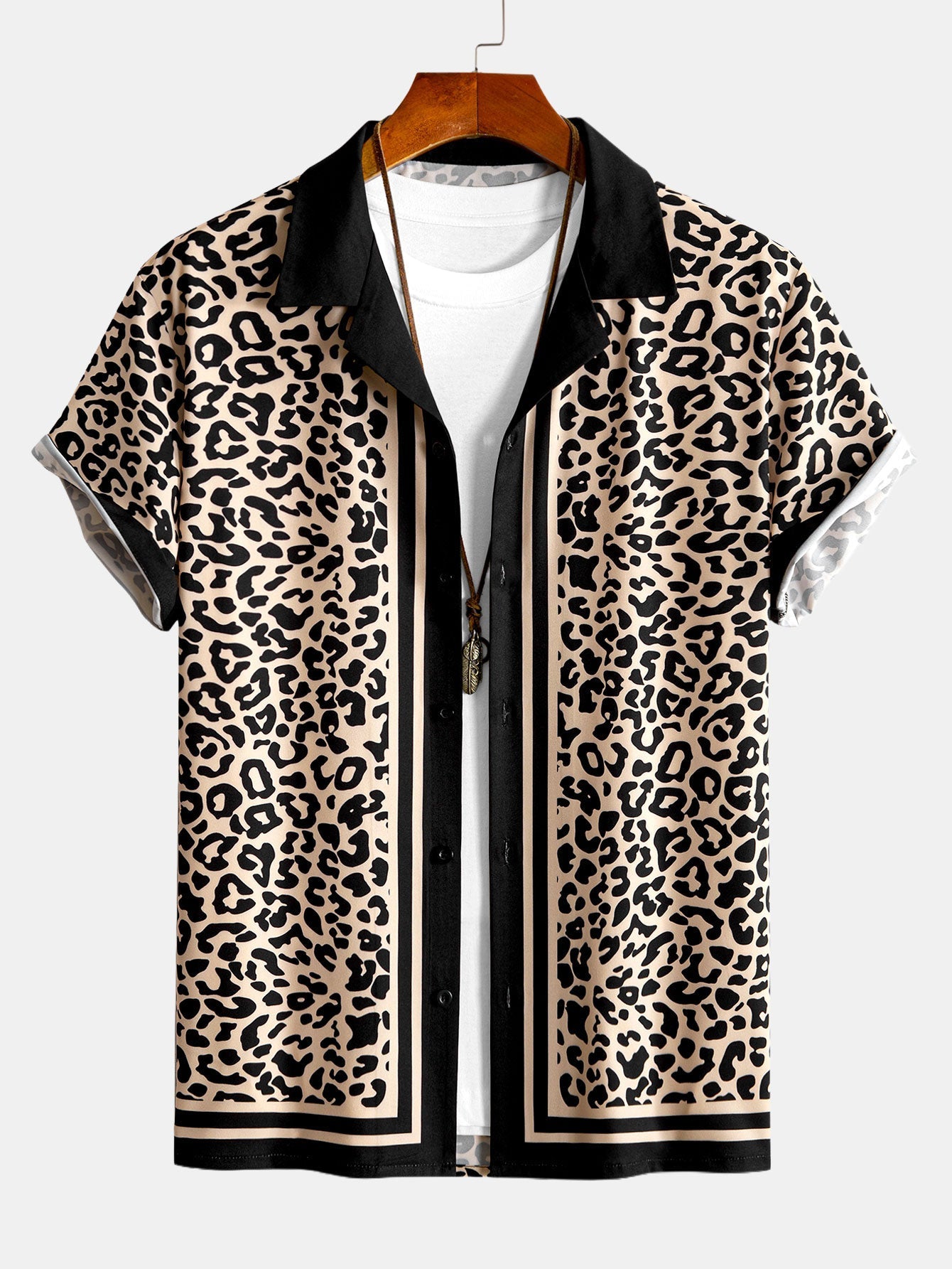 Contrast Trim Leopard Print Shirt