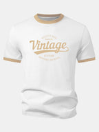 Vintage Print Contrast Ringer T-Shirt