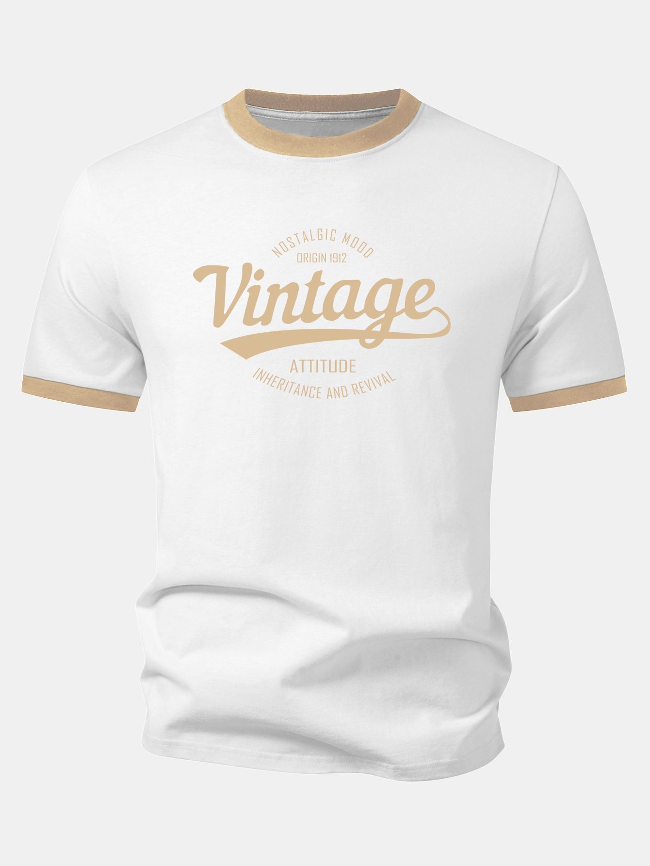 Vintage Print Contrast Ringer T-Shirt