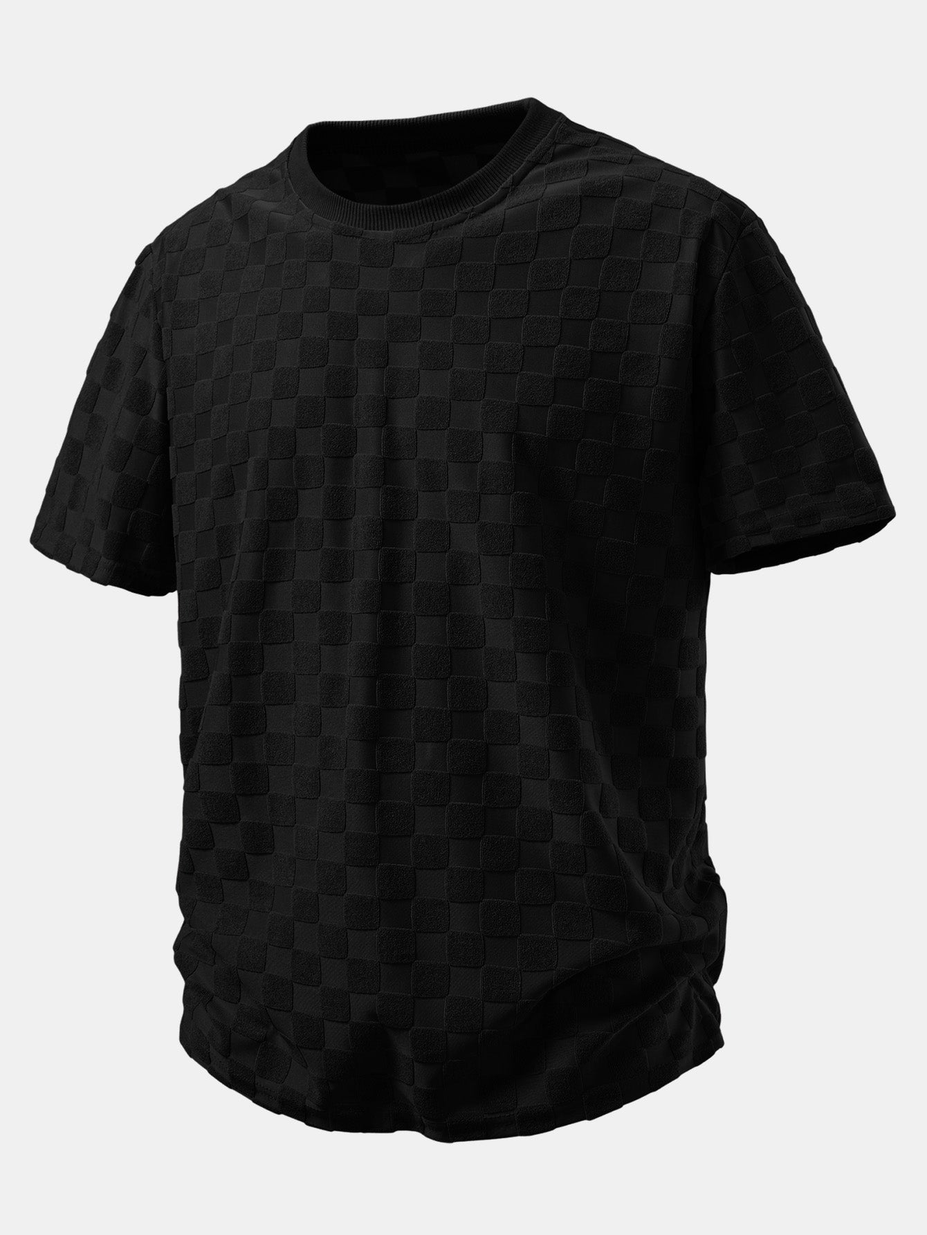 Relax Fit Checkerboard Jacquard  T-Shirt