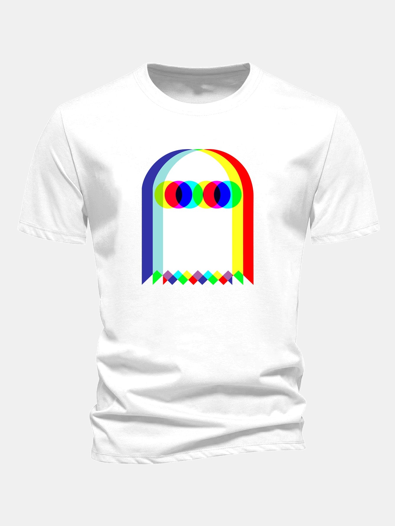 Regular Fit Glitch Ghost Print Cotton T-Shirt