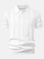 Striped Open Knit Polo