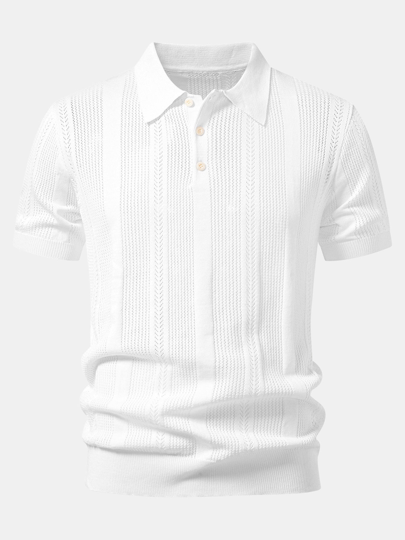 Striped Open Knit Polo