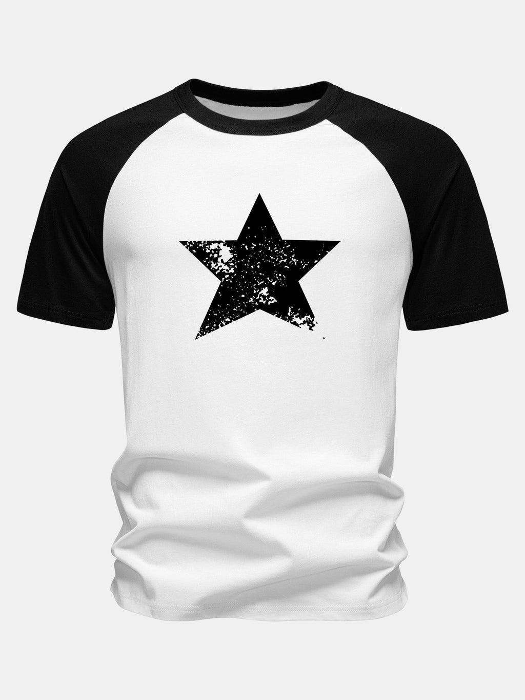 Star Print Cotton Raglan Sleeve T-Shirt