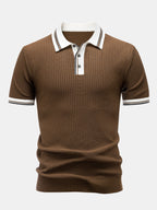 Contrast Trim Knit Polo Shirt & Slim Fit Tapered Trousers
