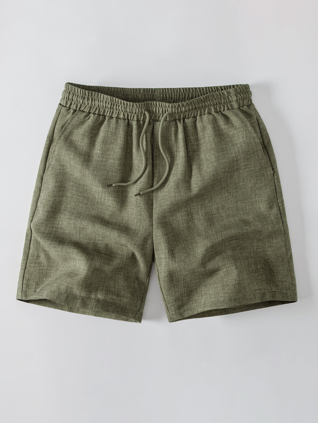 Linen Look Button Up Shirt & Drawstring 7" Shorts