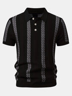 Striped Textured Knit Polo & Elastic Waist Chino Shorts