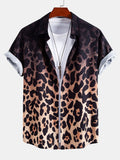 Gradient Leopard Print Button Up Shirt