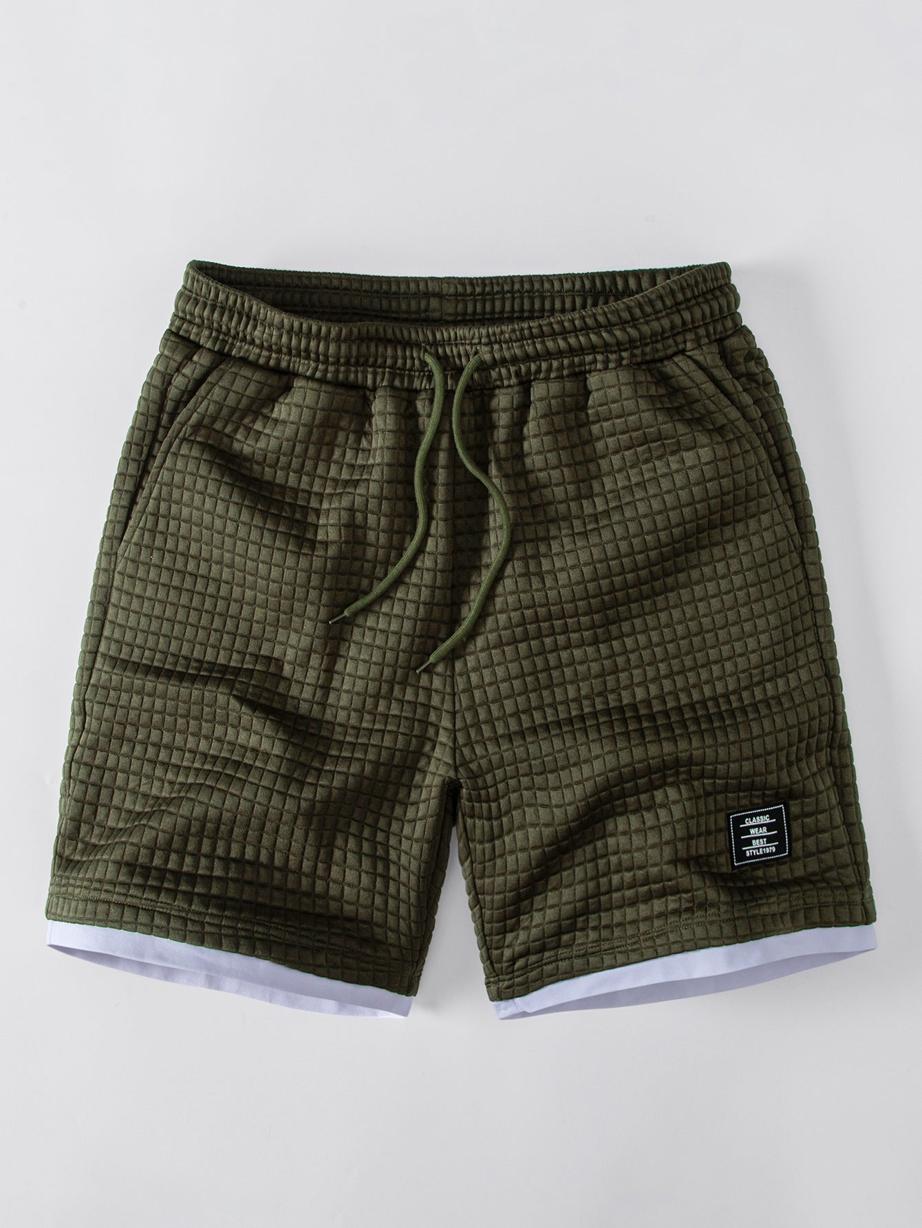 2 In 1 Waffle Notched Collar T-Shirt & Drawstring 7" Shorts Set