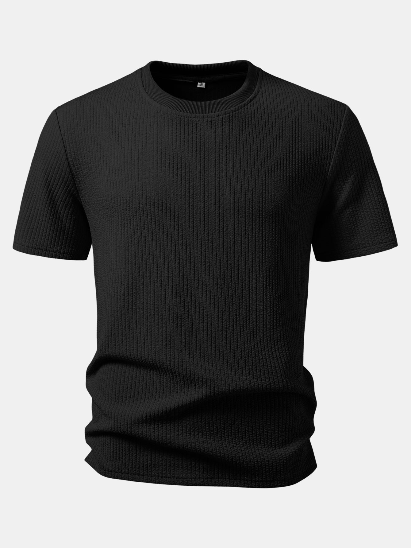 Ribbed Crew Collar T-Shirt & Drawstring Shorts Set