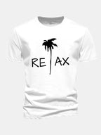 Regular Fit Relax Palm Tree Print Cotton T-Shirt