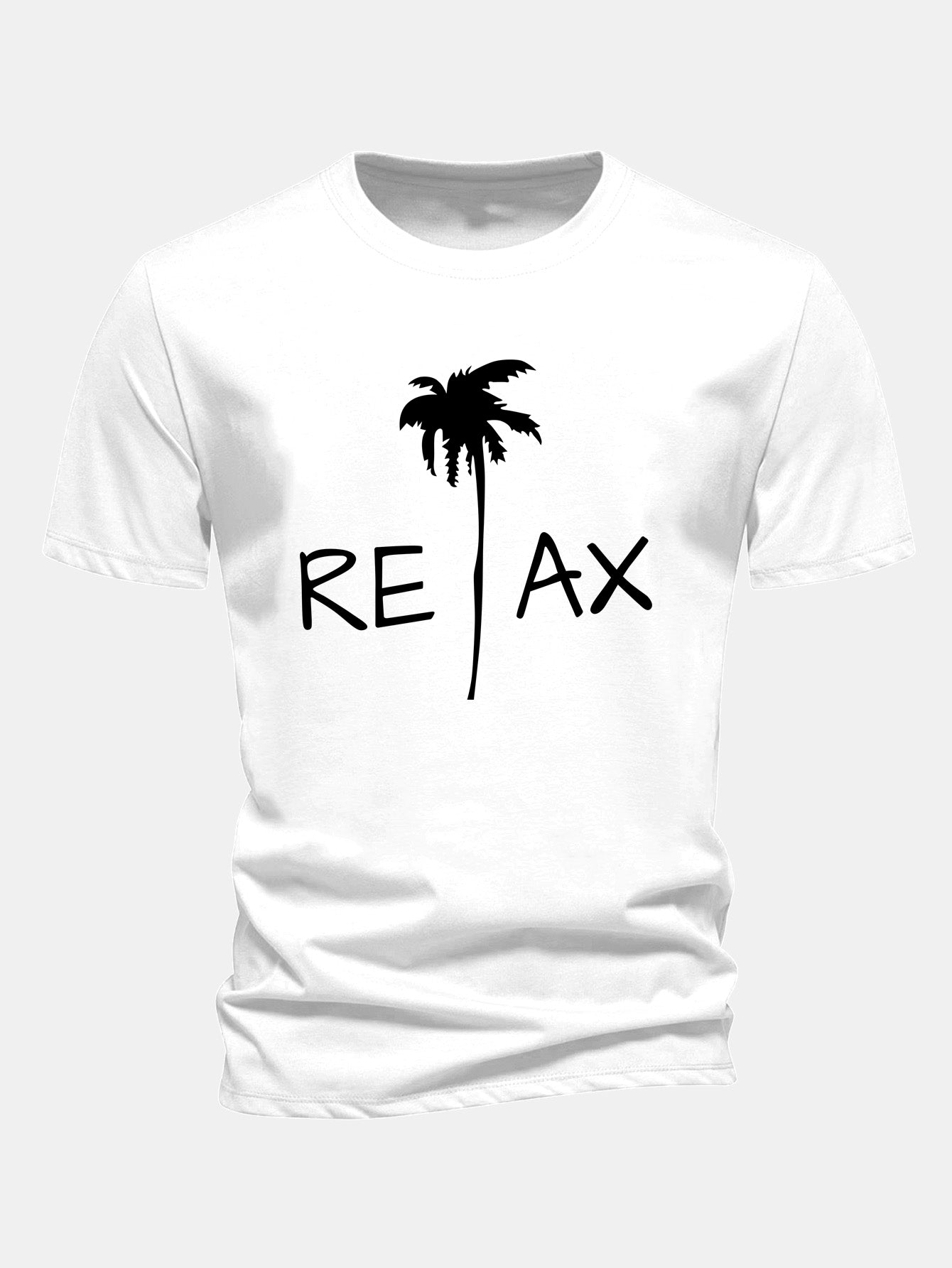 Regular Fit Relax Palm Tree Print Cotton T-Shirt
