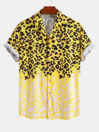 Leopard Print Button Up Shirt & Swim Shorts